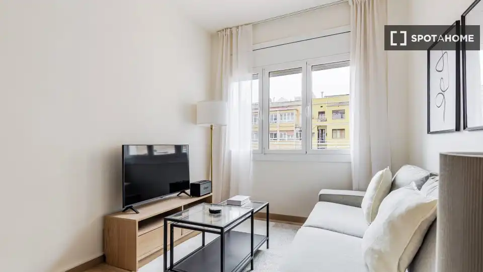 Sala d'estar de Apartament per a compartir en Barcelona amb Aire condicionat, Calefacció i Terrassa