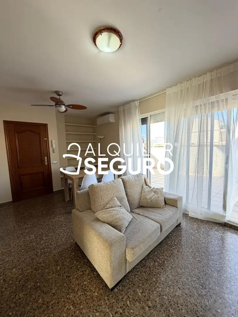 Sala d'estar de Àtic de lloguer en Burriana / Borriana amb Aire condicionat, Calefacció i Moblat