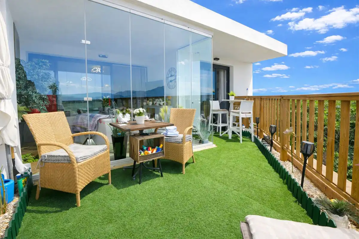 Terrasse von Erdgeschoss zum Verkauf in Mijas mit Klimaanlage, Terrasse und Abstellraum