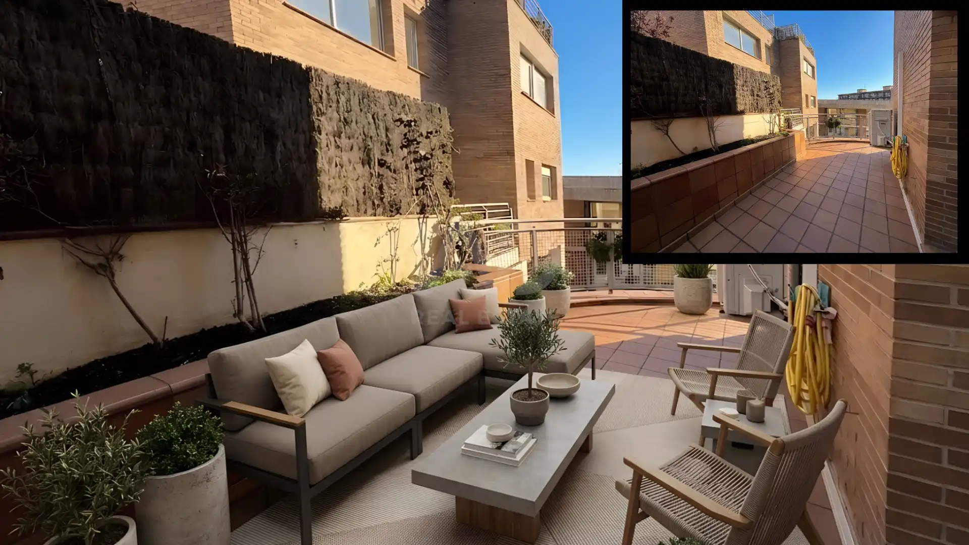 Terrasse von Einfamilien-Reihenhaus zum Verkauf in Barcelona mit Klimaanlage, Heizung und Terrasse