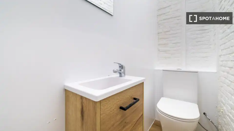 Bathroom of Flat for share in Madrid  with Air Conditioner, Terrace and Furnished