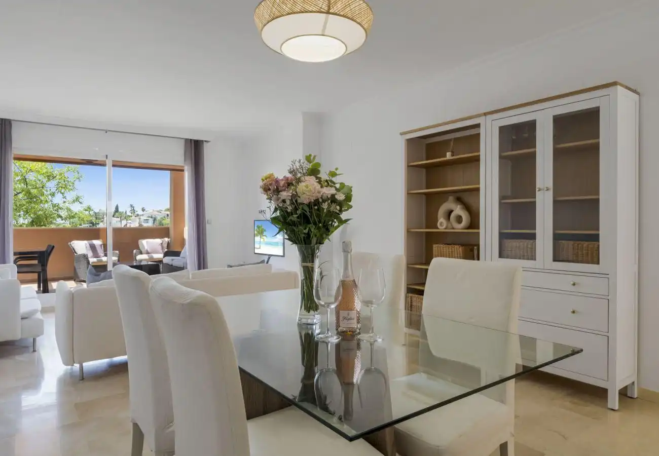 Dining room of Apartments for rent in Marbella  with Air Conditioner, Private garden and Furnished