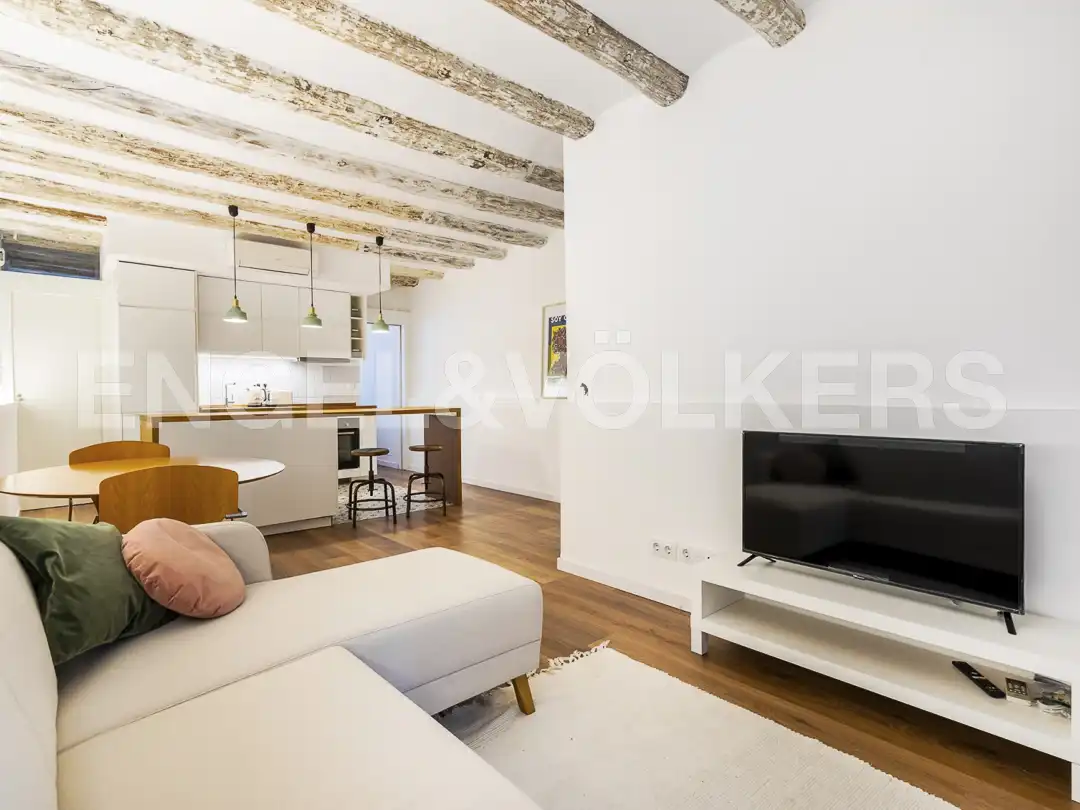 Wohnzimmer von Wohnung zur Miete in Barcelona mit Klimaanlage, Heizung und Parkett