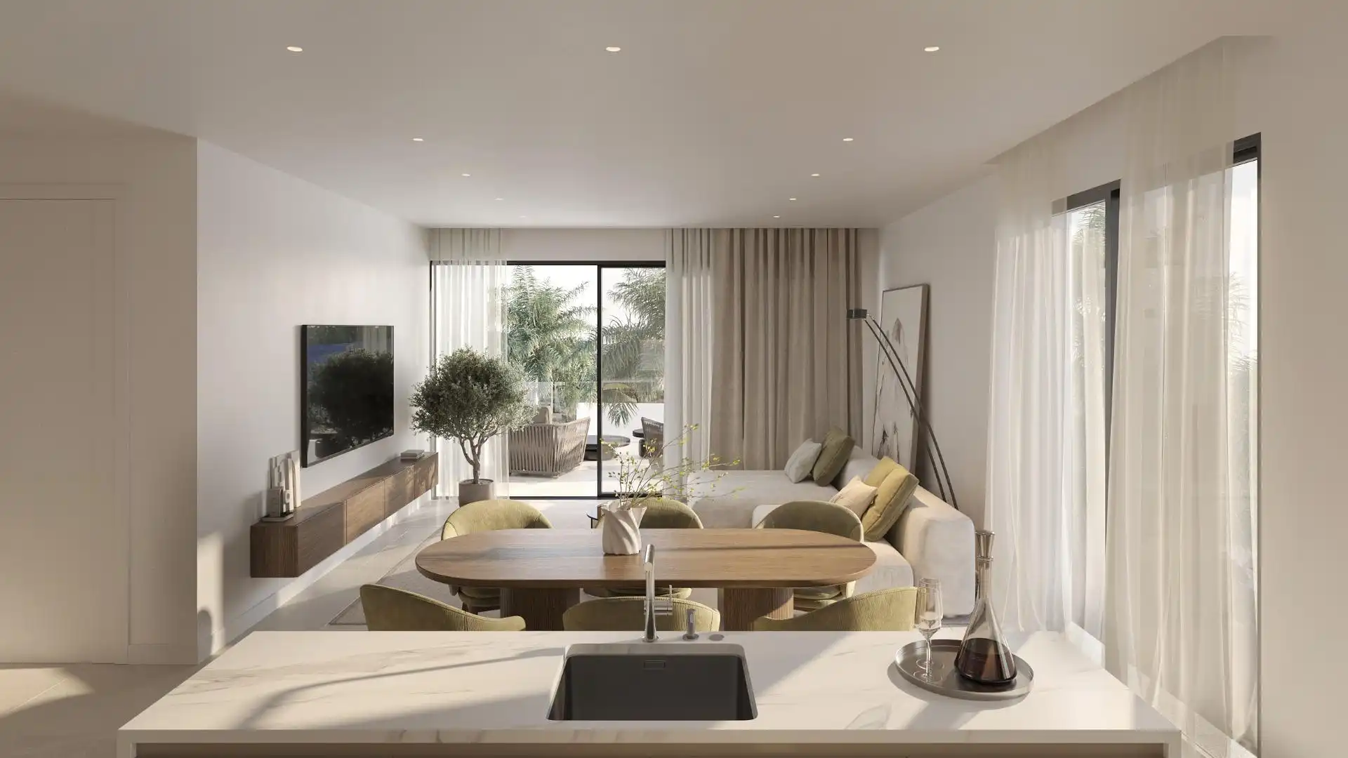 Living room of Flat for sale in Estepona  with Air Conditioner, Heating and Private garden