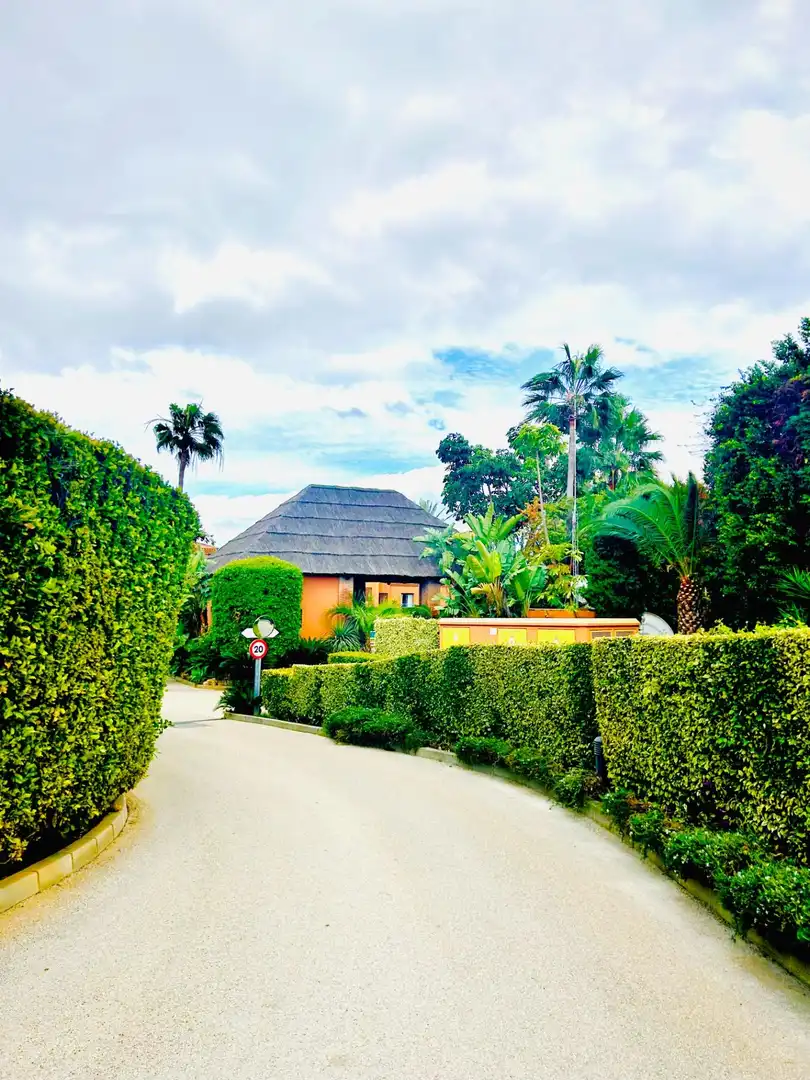 Vista exterior de Casa adosada en venta en Estepona con Aire acondicionado, Jardín privado y Amueblado