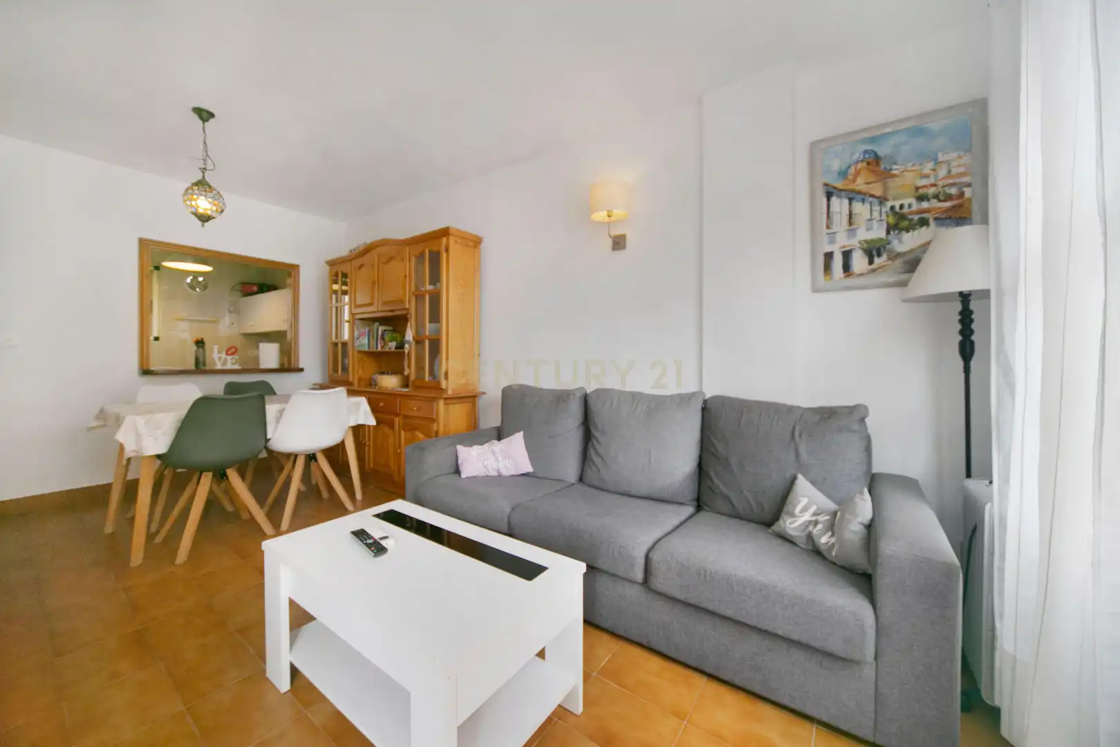 Sala d'estar de Apartament de lloguer en Calpe / Calp amb Aire condicionat, Rentadora i Microones