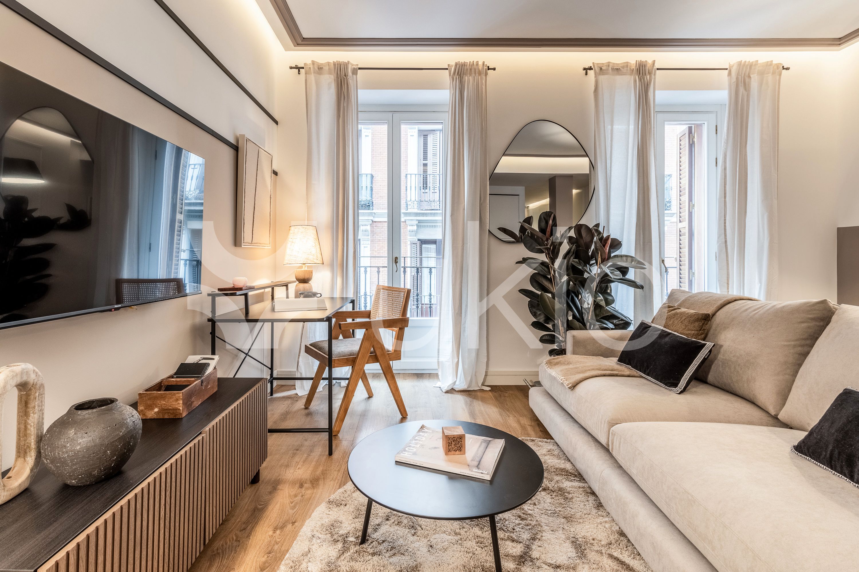 Living room of Apartment to rent in  Madrid Capital  with Air Conditioner, Heating and Furnished