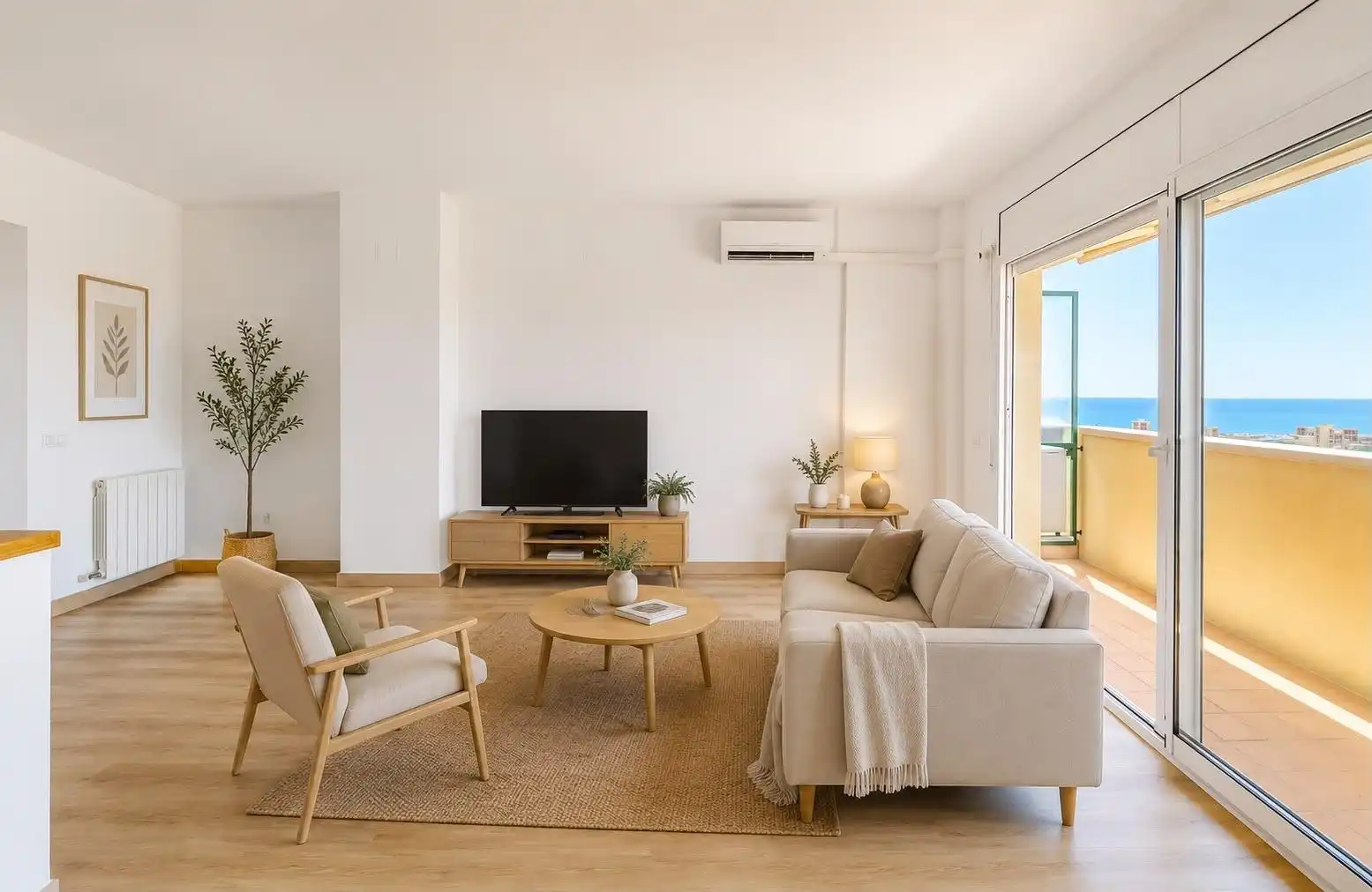 Living room of Flat for sale in Sitges  with Air Conditioner, Heating and Parquet flooring