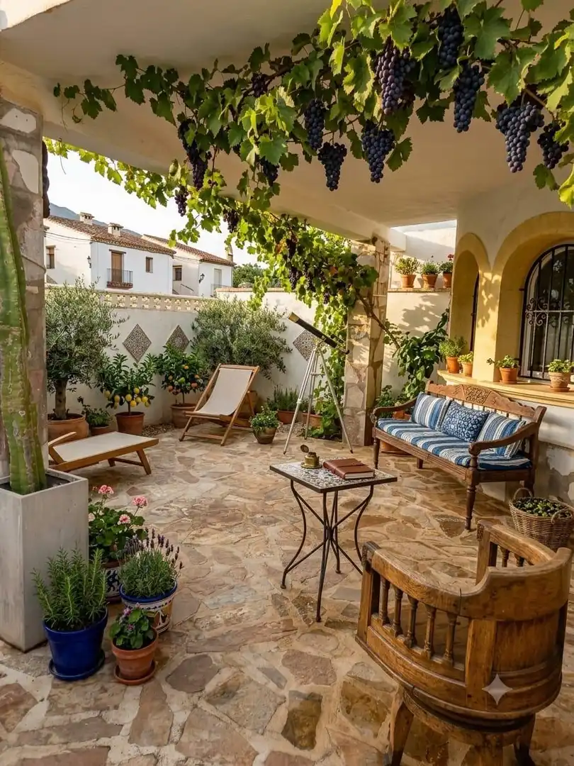 Terrasse von Einfamilien-Reihenhaus zum Verkauf in Dénia mit Klimaanlage, Privatgarten und Terrasse
