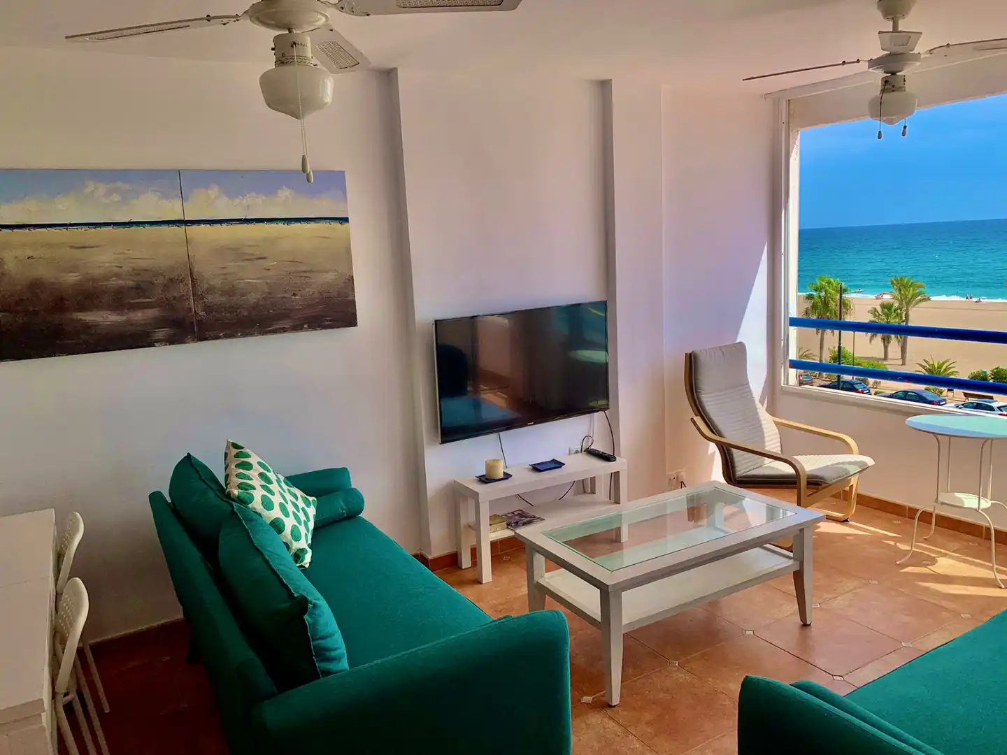 Sala d'estar de Apartament de lloguer en Mojácar amb Aire condicionat, Calefacció i Terrassa
