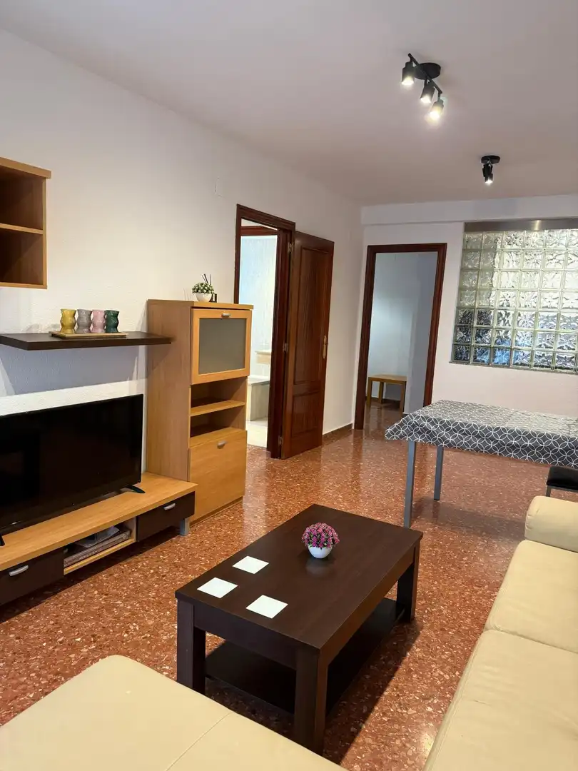 Living room of Flat for rent in  Valencia Capital  with Air Conditioner, Furnished and Balcony