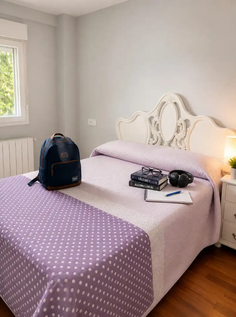 Bedroom of Flat for rent in Santander  with Heating, Terrace and Furnished