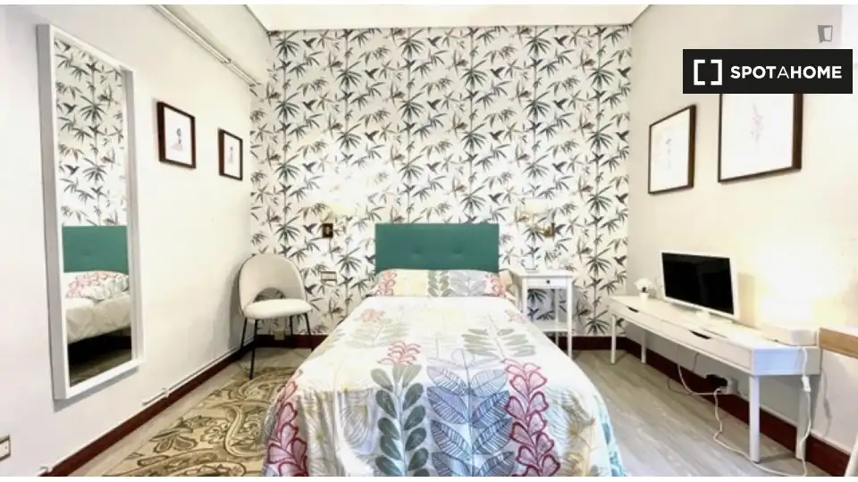 Schlafzimmer von Wohnung zur untervermieten in Bilbao  mit Klimaanlage, Heizung und Möbliert