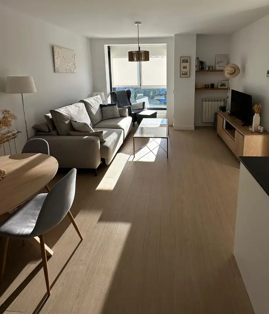 Living room of Flat for rent in Madrid  with Air Conditioner, Heating and Parquet flooring