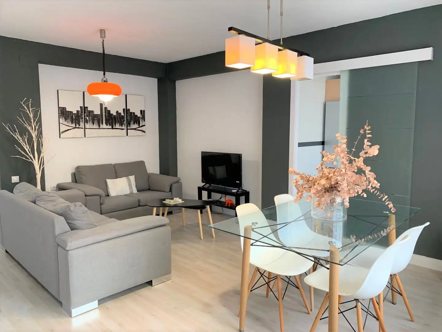 Living room of Flat for rent in Valencia  with Air Conditioner, Heating and Furnished