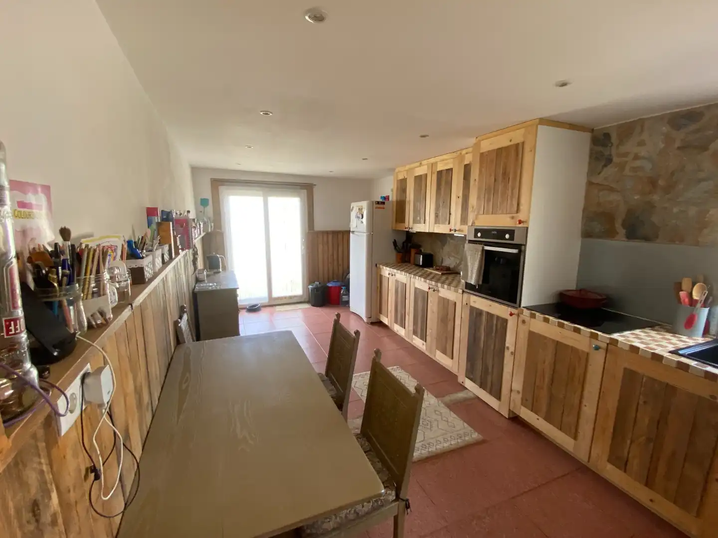 Cocina de Finca rústica en venta en Sax con Aire acondicionado, Calefacción y Jardín privado