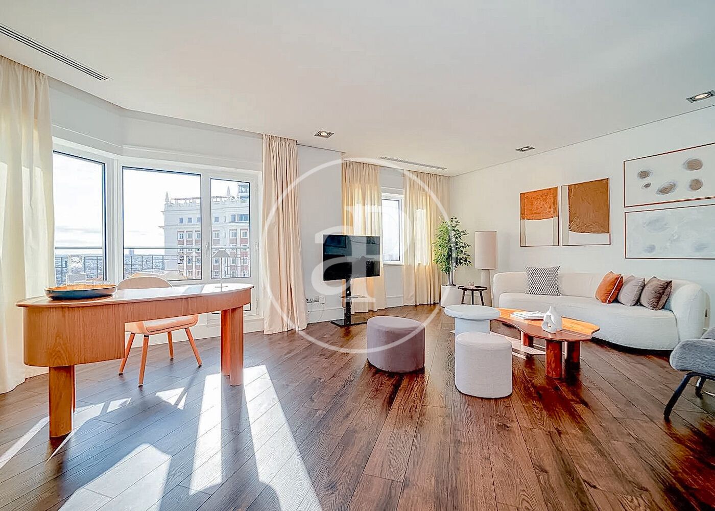 Sala de estar de Piso de alquiler en  Madrid Capital con Aire acondicionado, Calefacción y Terraza