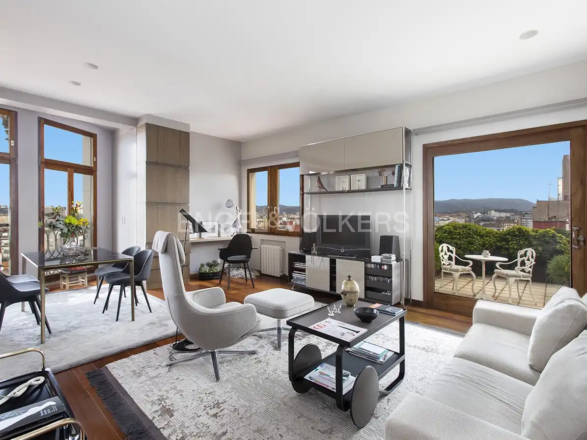 Sala de estar de Ático en venta en Gijón  con Calefacción, Parquet y Terraza