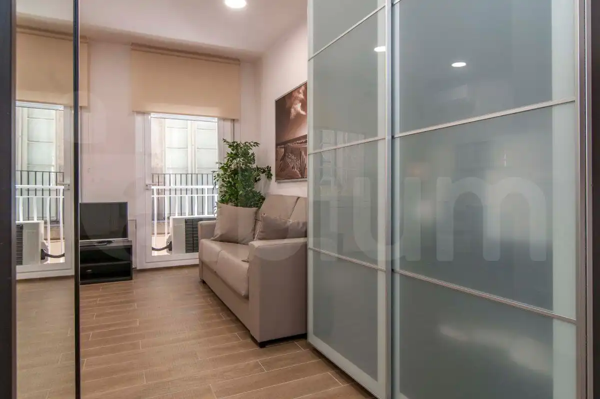 Sala de estar de Estudio de alquiler en Barcelona con Aire acondicionado, Calefacción y Amueblado