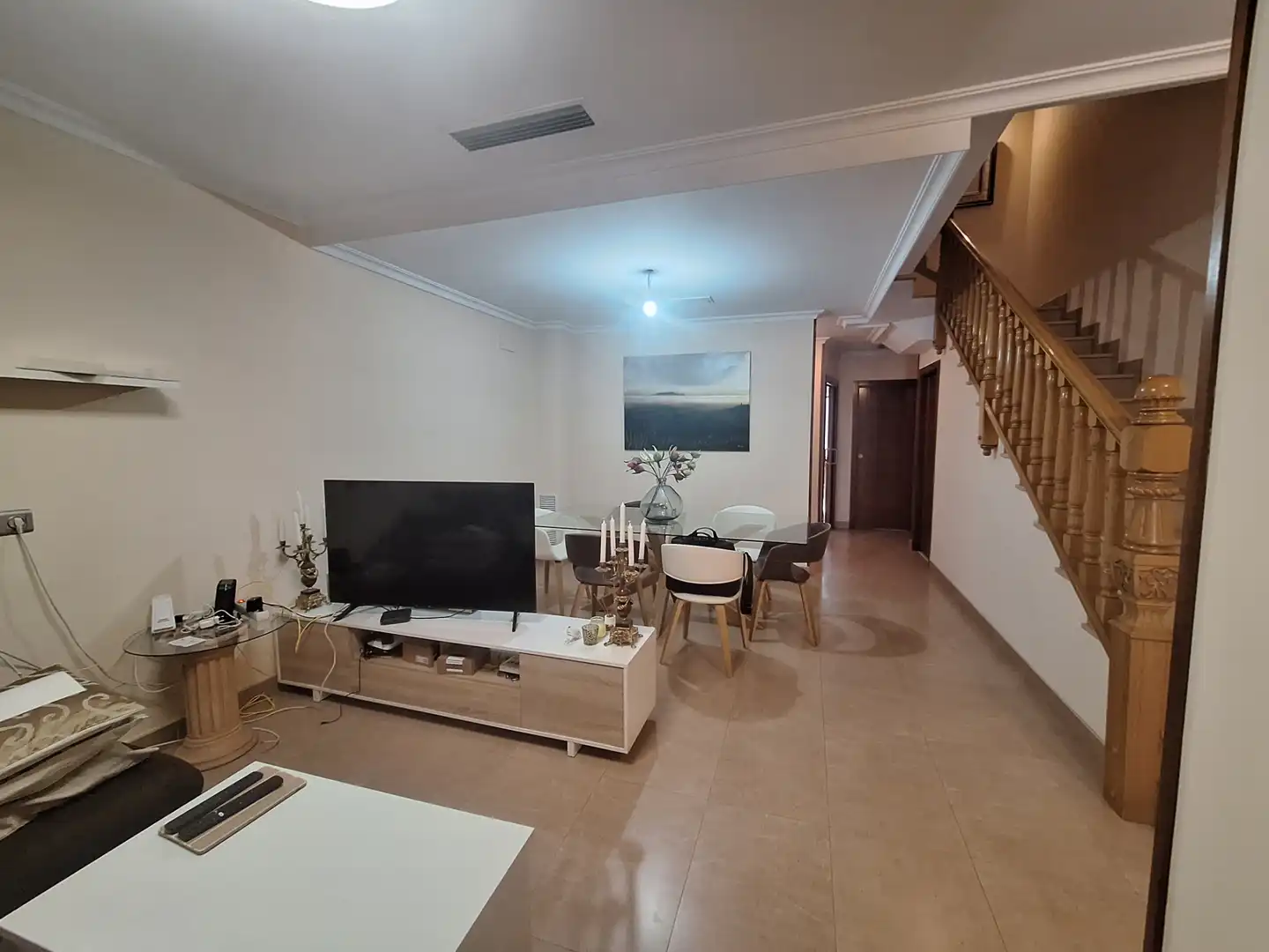 Sala d'estar de Casa adosada en venda en Sueca amb Aire condicionat, Parquet i Terrassa