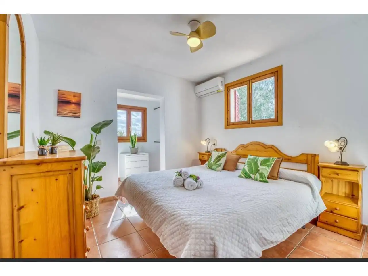 Schlafzimmer von Country house zur Miete in Lloret de Vistalegre mit Klimaanlage, Privatgarten und Terrasse