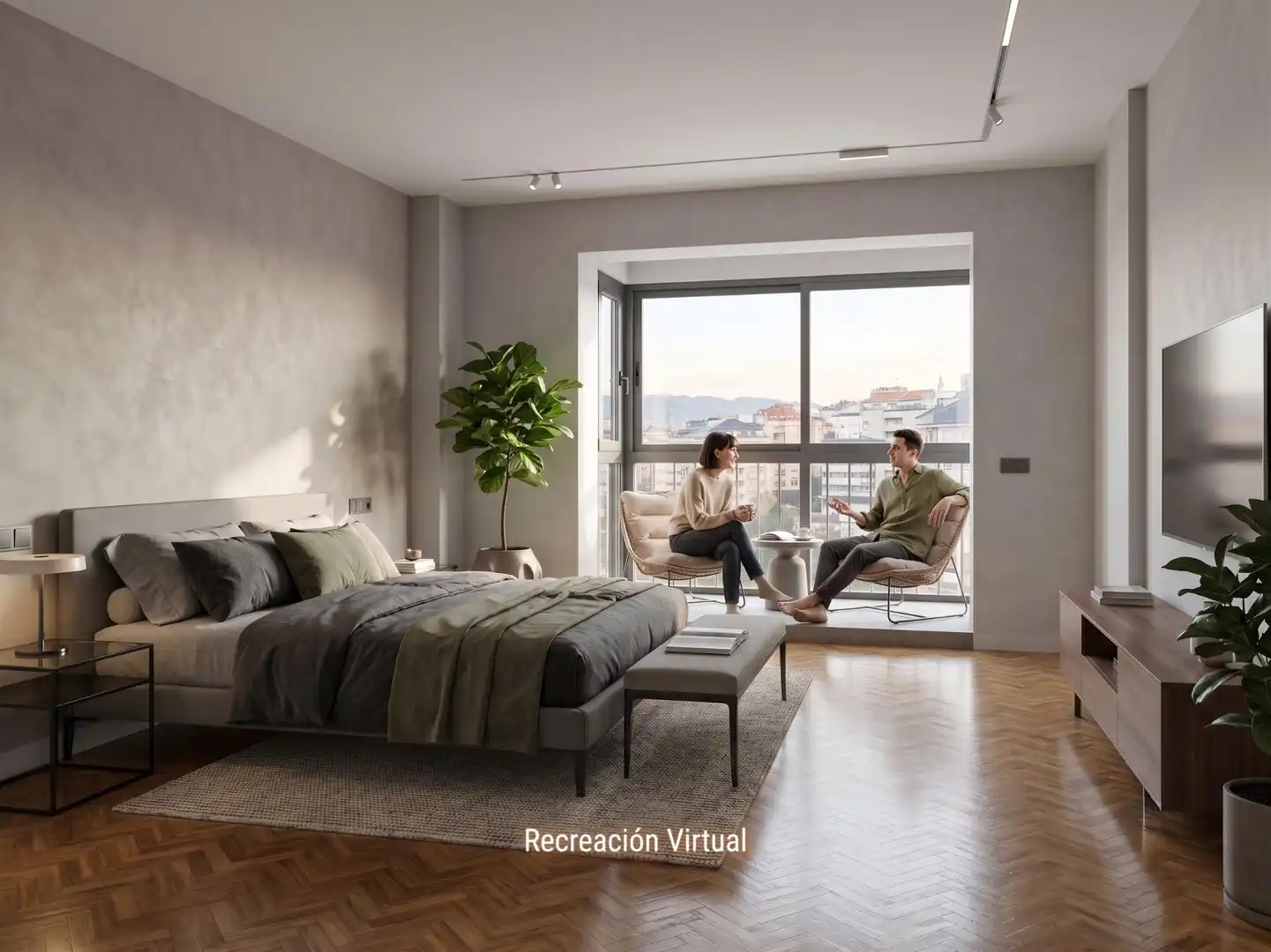 Living room of Flat for sale in Ourense Capital   with Parquet flooring, Terrace and Storage room