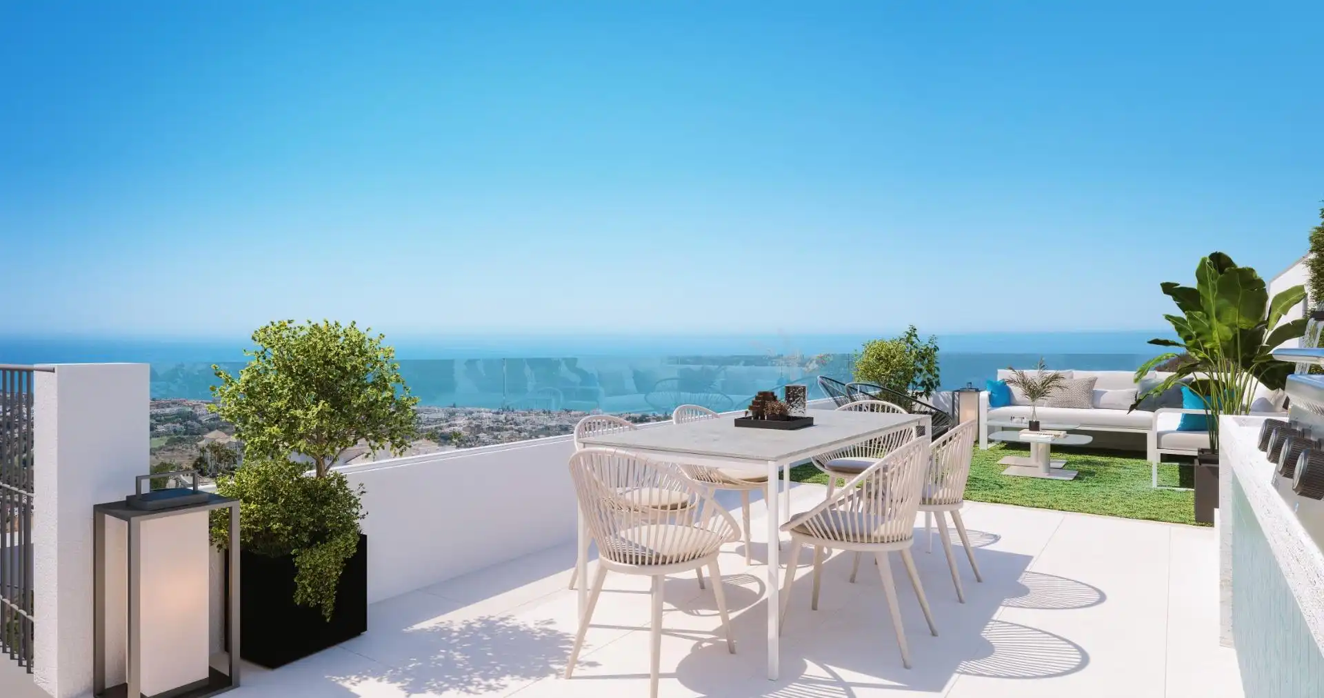 Terrasse von Wohnungen zum Verkauf in Rincón de la Victoria mit Klimaanlage, Heizung und Privatgarten