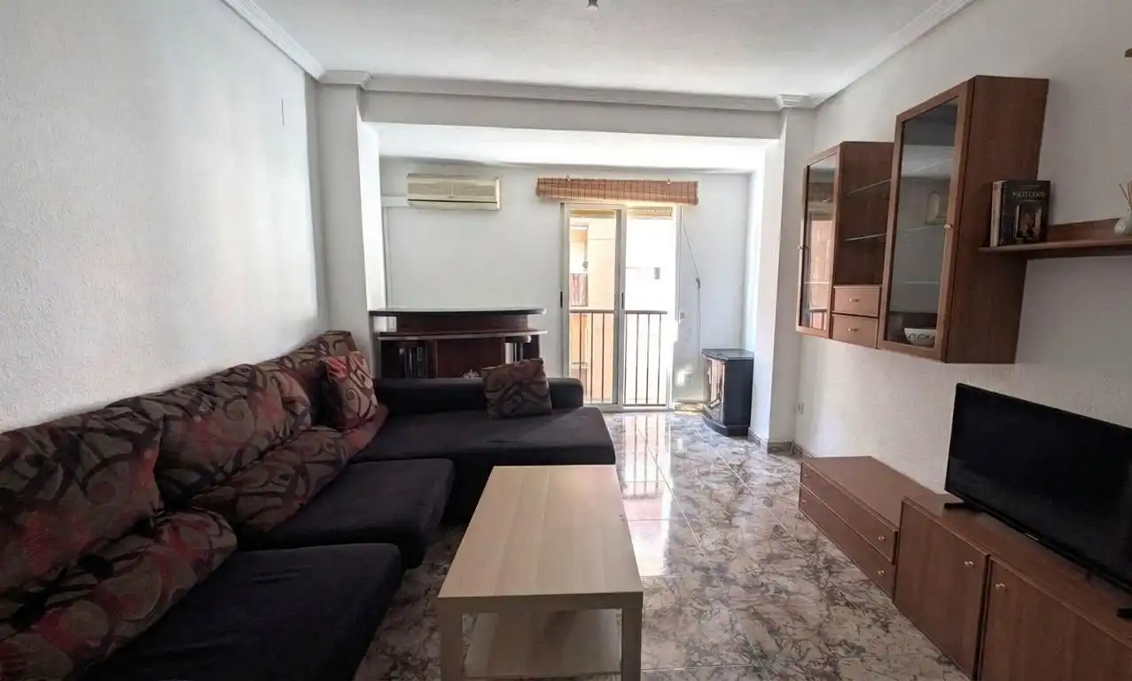 Sala d'estar de Pis en venda en Elche / Elx amb Aire condicionat, Moblat i Balcó