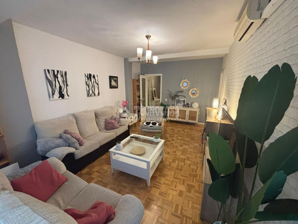 Living room of Flat for sale in  Madrid Capital  with Heating, Terrace and Furnished