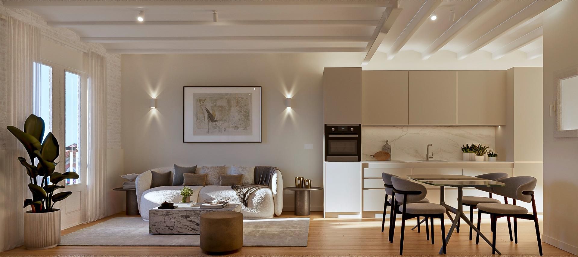 Wohnzimmer von Wohnungen zum Verkauf in  Barcelona Capital mit Klimaanlage, Parkett und Terrasse