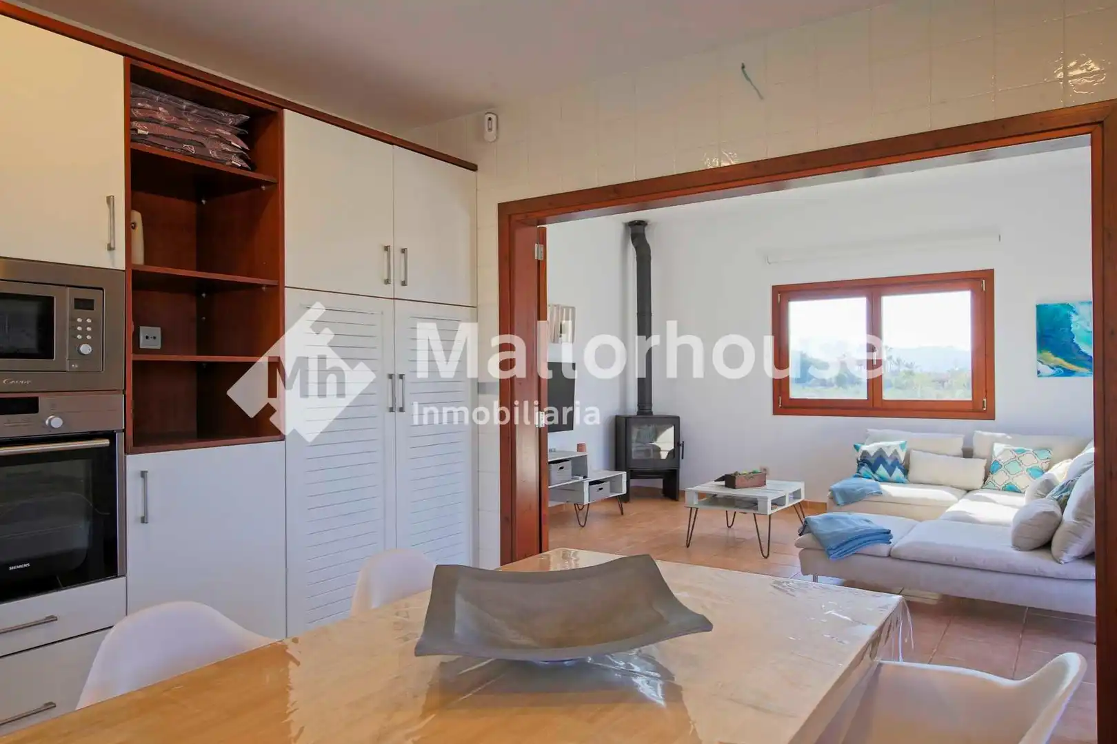 Sala de estar de Casa o chalet de alquiler en Santa Margalida con Aire acondicionado, Jardín privado y Terraza