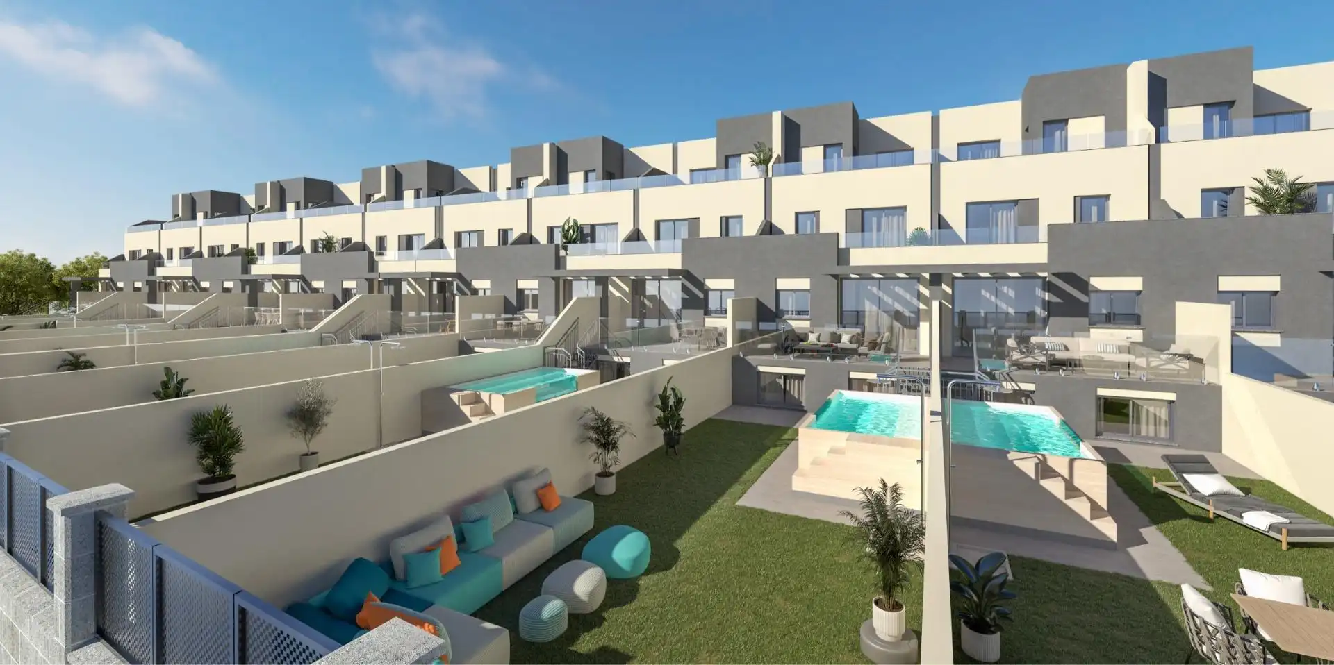 Terrasse von Einfamilien-Reihenhaus zum Verkauf in Torrox mit Klimaanlage, Heizung und Privatgarten