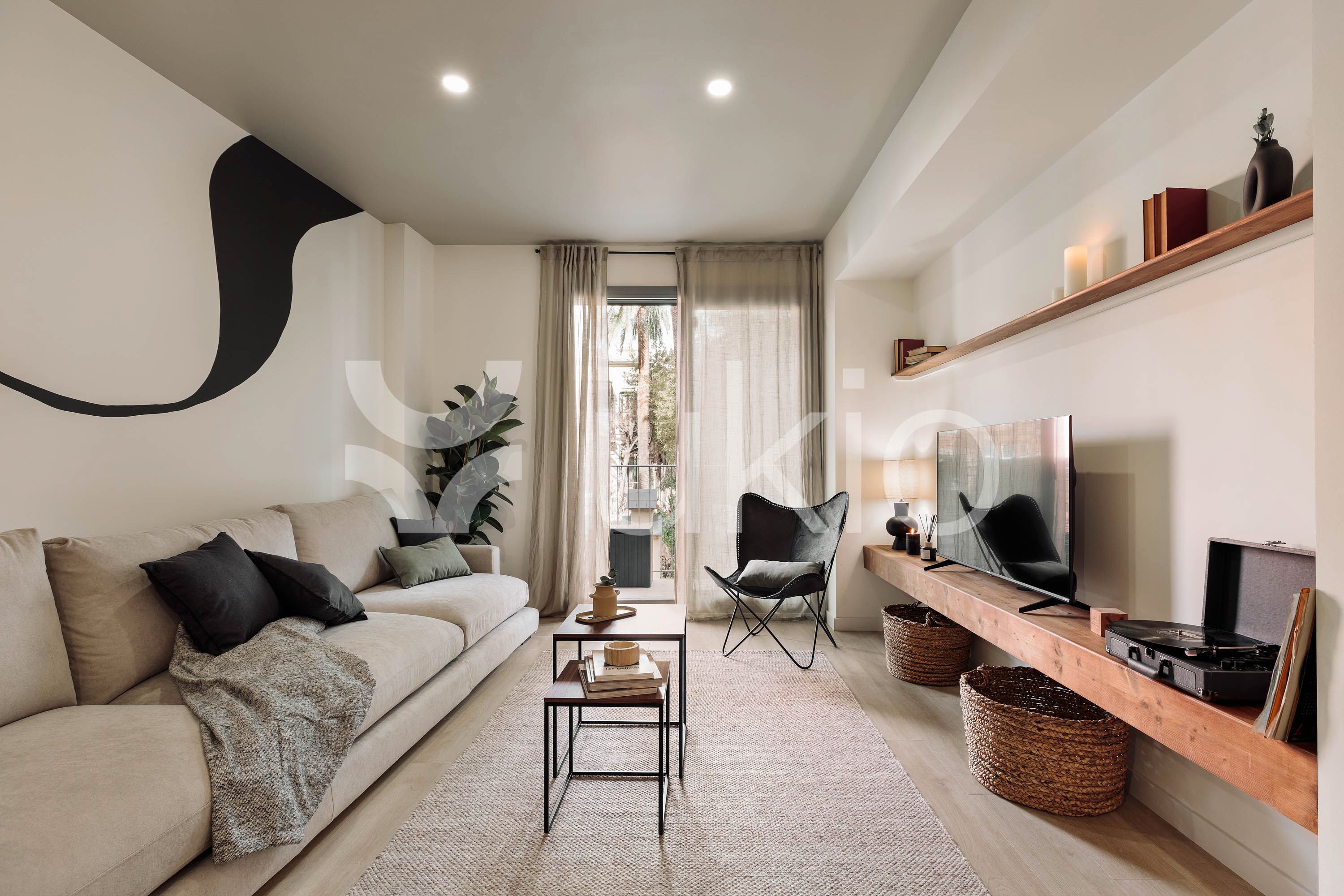 Sala d'estar de Apartament de lloguer en  Barcelona Capital amb Aire condicionat, Calefacció i Moblat