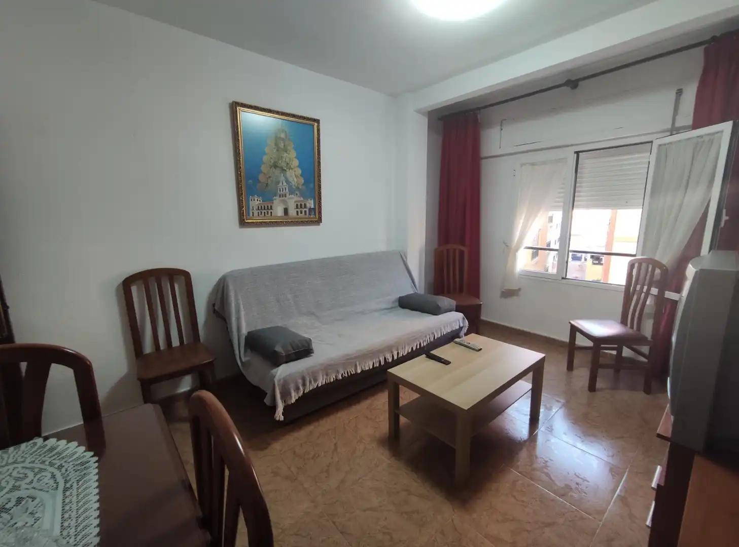 Sala d'estar de Pis de lloguer en Sanlúcar de Barrameda amb Aire condicionat, Calefacció i Terrassa