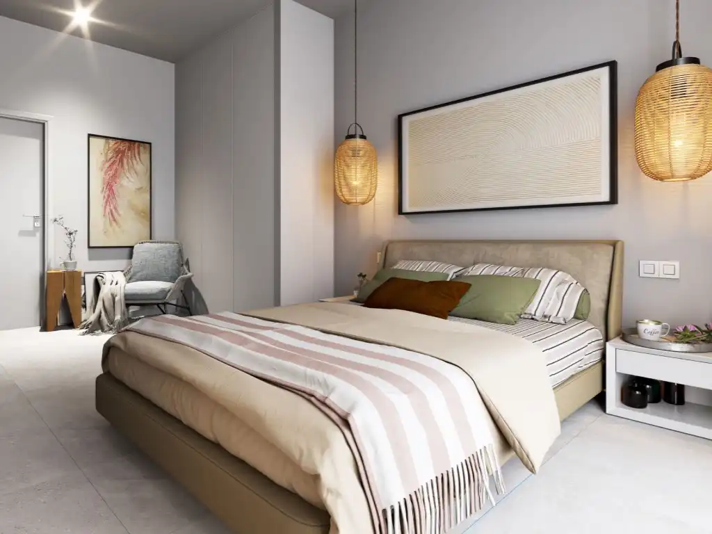 Dormitori de Apartament en venda en Finestrat amb Jardí privat i Piscina
