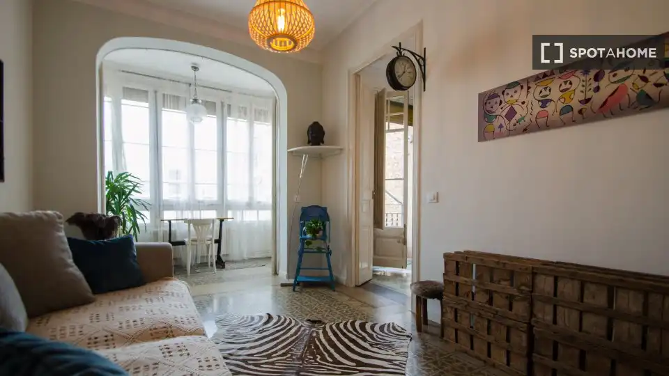 Wohnzimmer von Wohnung zur Miete in Barcelona mit Klimaanlage, Heizung und Möbliert