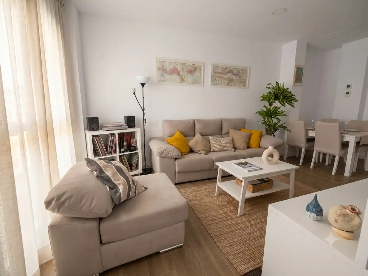 Sala de estar de Apartamento de alquiler en Badalona con Calefacción, Amueblado y Horno