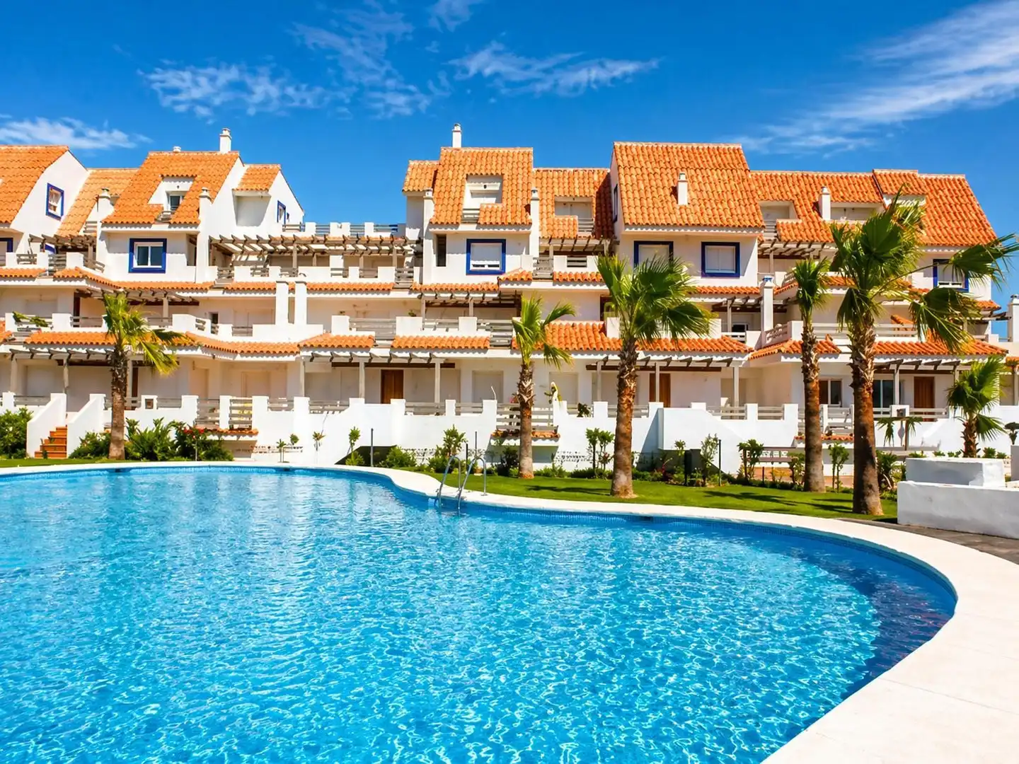Exterior view of Duplexes for sale in Manilva  with Air Conditioner, Terrace and Swimming Pool