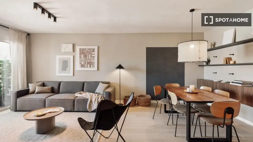 Sala de estar de Piso de alquiler en Barcelona con Aire acondicionado, Calefacción y Amueblado