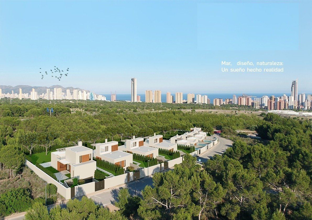 Vista exterior de Casa o xalet en venda en Finestrat amb Aire condicionat, Jardí privat i Terrassa