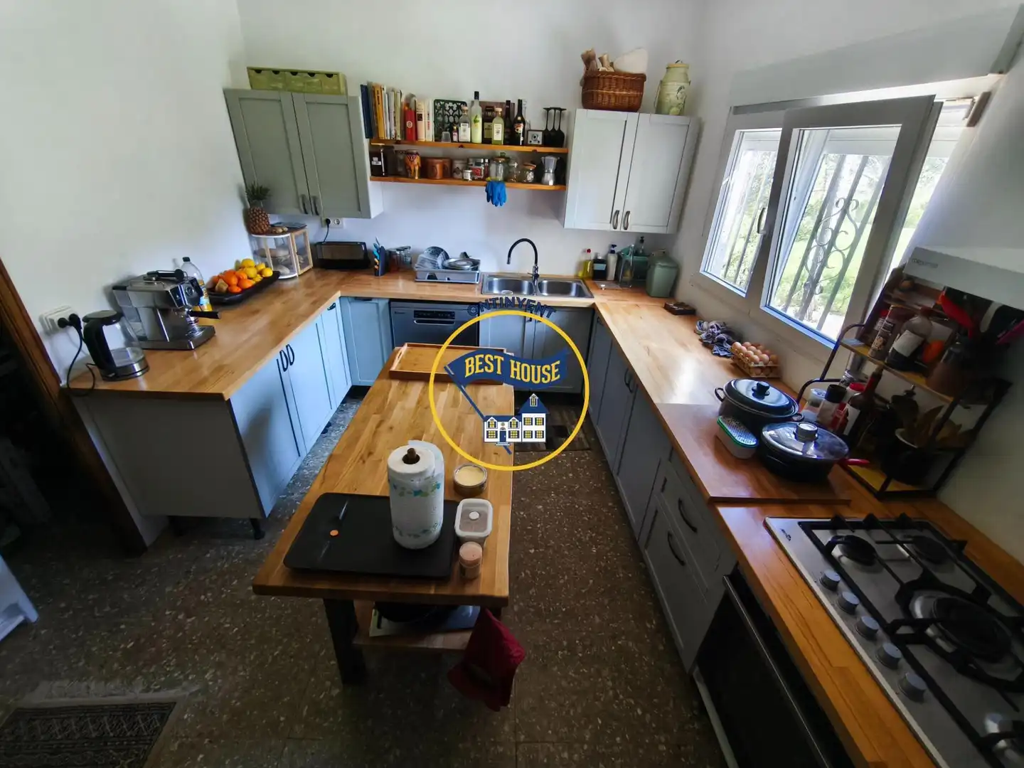 Cocina de Finca rústica en venta en Alfafara con Aire acondicionado, Jardín privado y Terraza