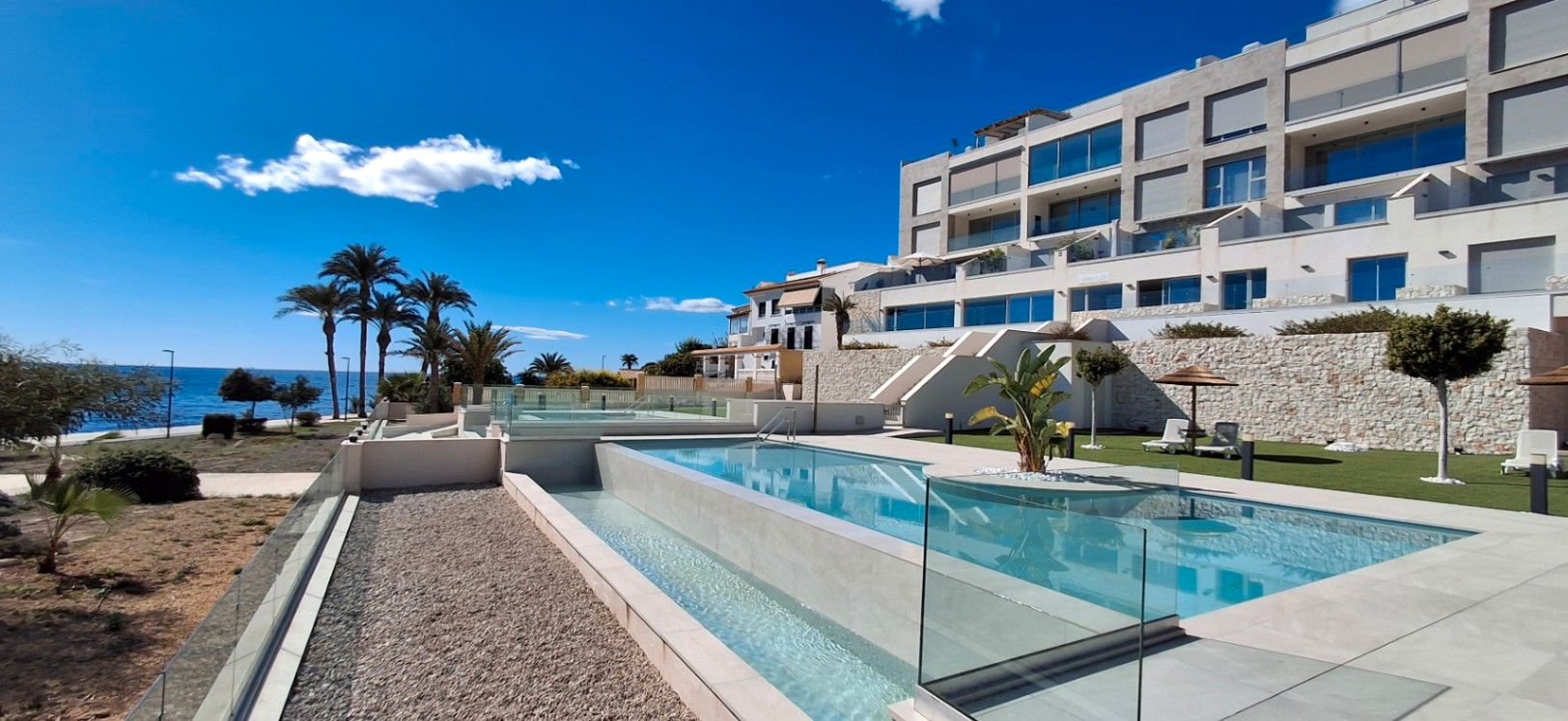 Swimming pool of Apartment for sale in Villajoyosa / La Vila Joiosa  with Air Conditioner, Private garden and Terrace