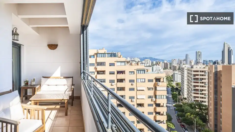 Balcony of Apartments for share in Villajoyosa / La Vila Joiosa  with Air Conditioner and Terrace