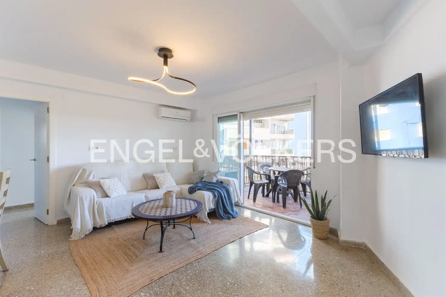 Wohnzimmer von Wohnung zur Miete in El Puig de Santa Maria mit Klimaanlage, Heizung und Privatgarten