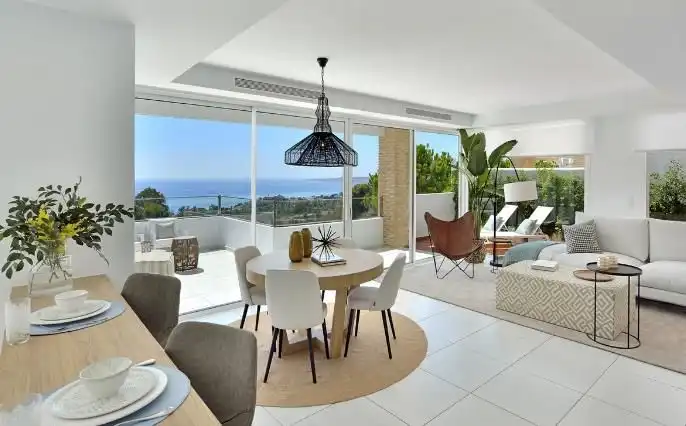 Living room of Apartments for rent in Benalmádena  with Air Conditioner, Oven and Washing machine