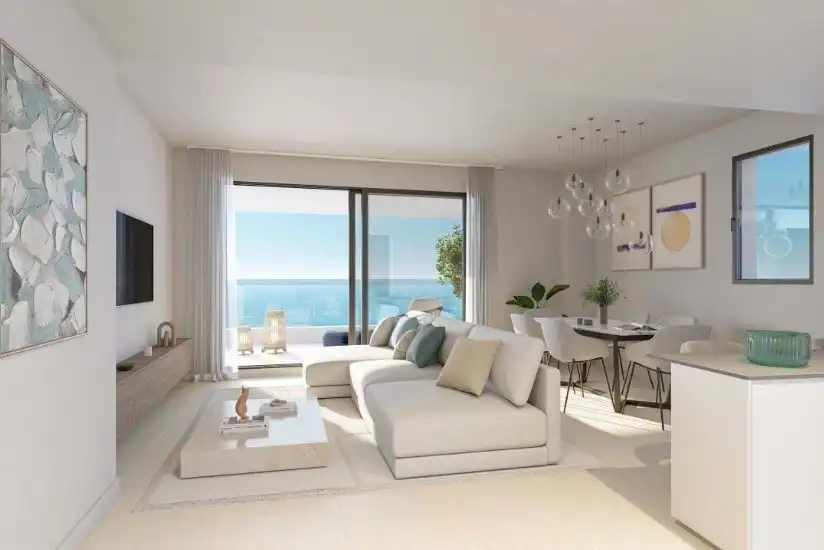 Sala de estar de Ático en venta en Benalmádena con Aire acondicionado, Terraza y Piscina