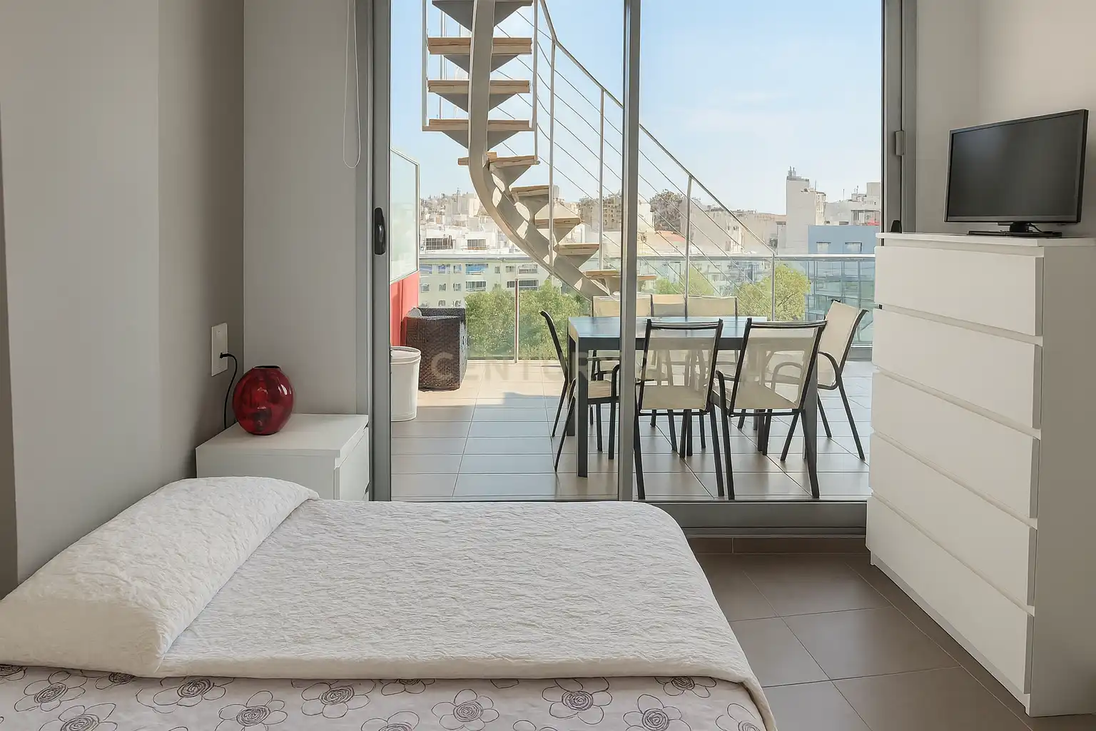 Schlafzimmer von Wohnungen zur Miete in Calpe / Calp mit Klimaanlage, Ofen und Waschmaschine