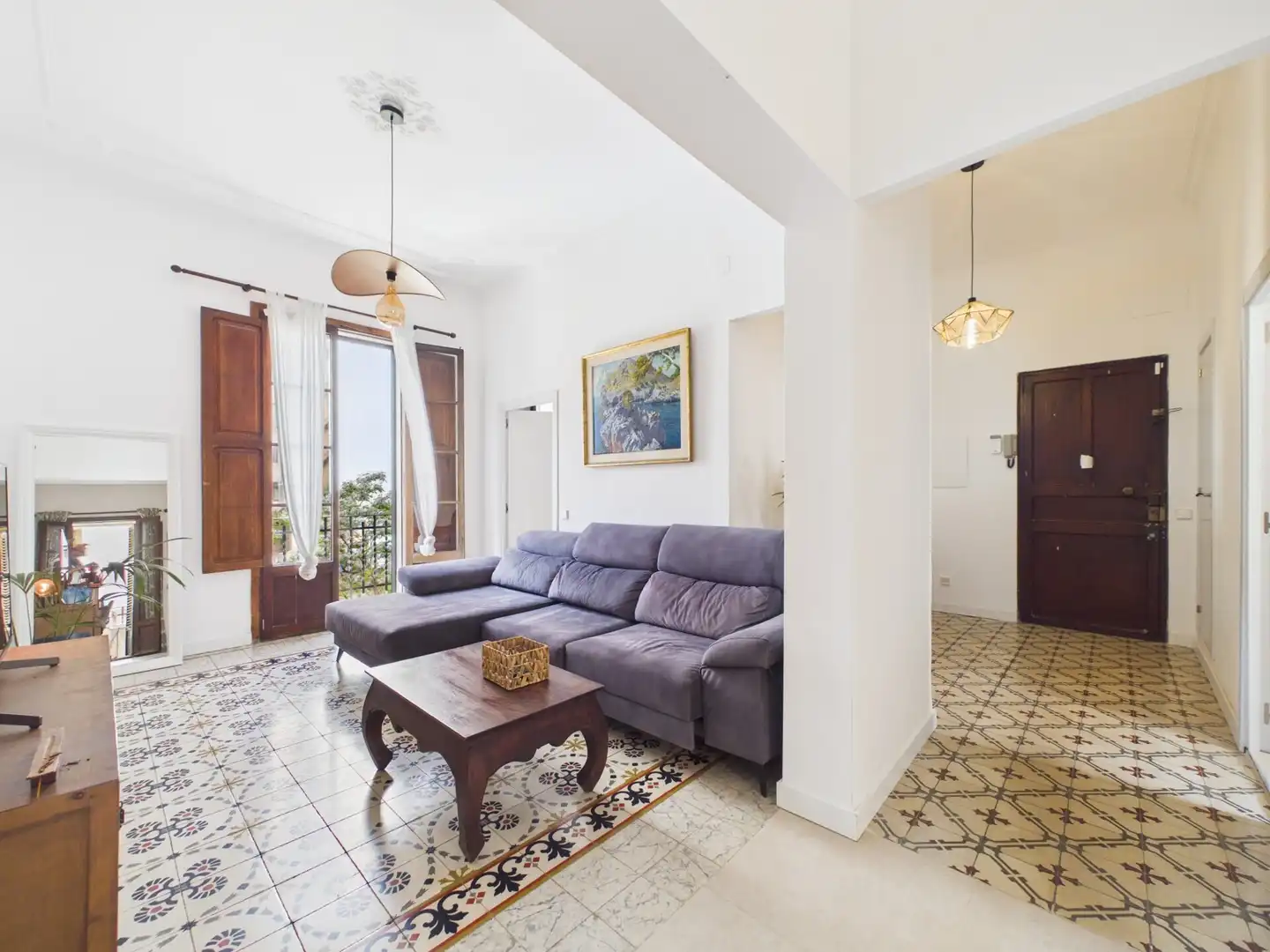 Sala d'estar de Pis de lloguer en  Palma de Mallorca amb Moblat, Balcó i Es permeten mascotes