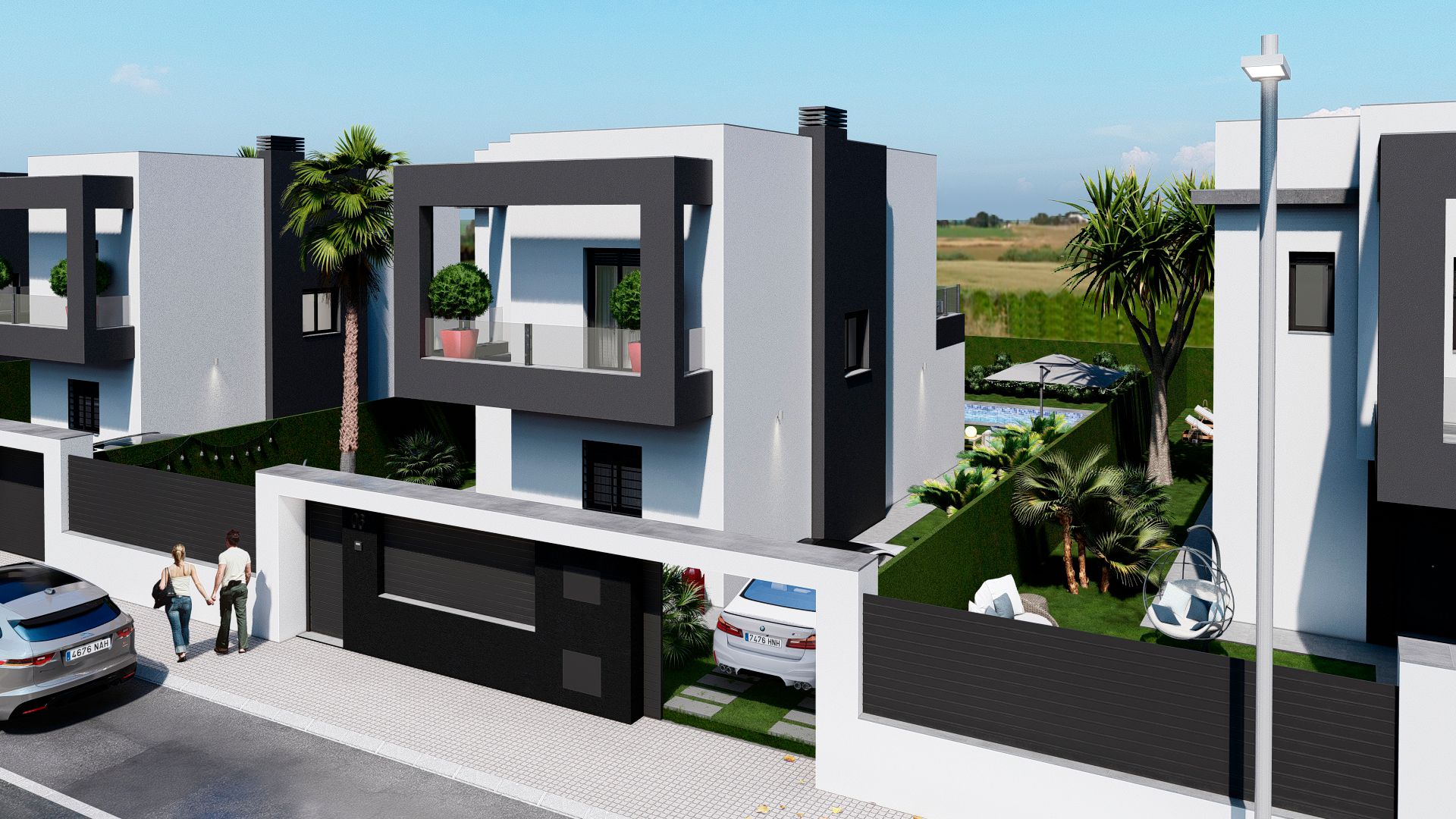 Vista exterior de Casa o xalet en venda en Camas amb Jardí privat, Terrassa i Piscina