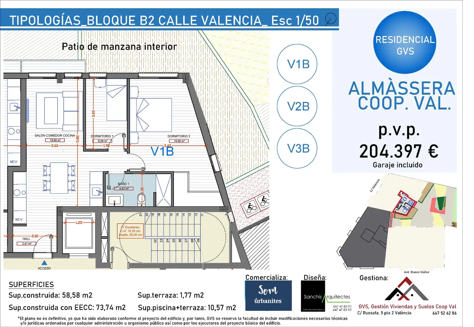Wohnung zum Verkauf in Almàssera mit Terrasse, Abstellraum und Gemeinschaftspool